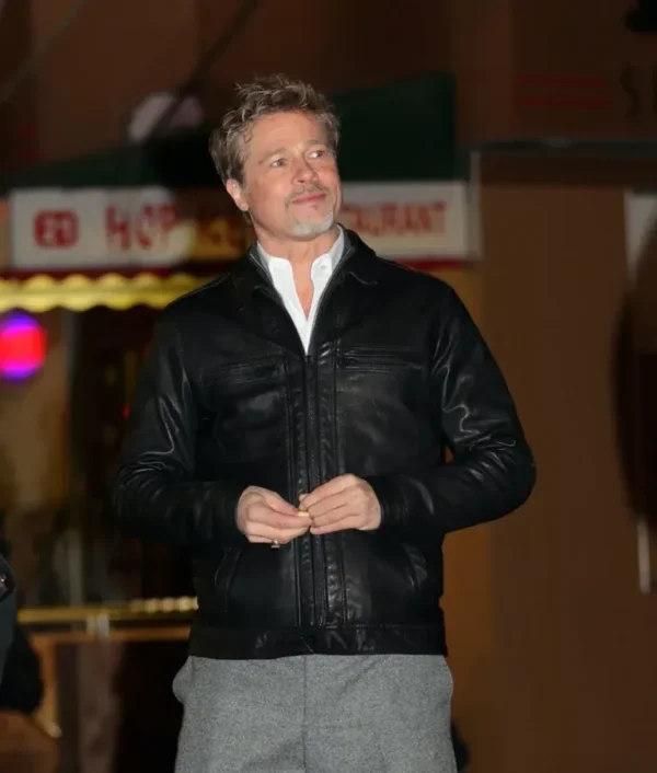 Wolves Brad Pitt 2025 Leather Black Jacket