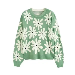 Girl Meets Farm Molly Yeh Mint Green Daisy Print Sweater