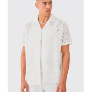 Love Island USA Nicolas Vansteenberghe White Broderie Shirt