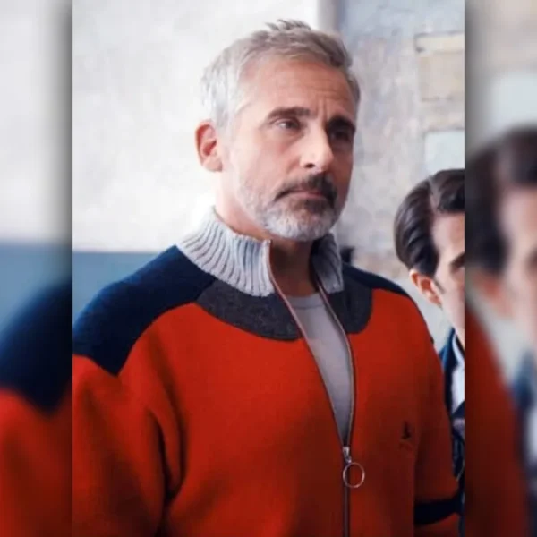 Mountainhead 2025 Steve Carell Red Jacket